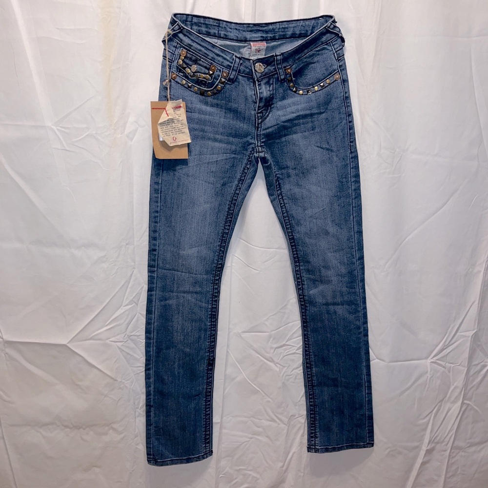 NWT True Religion Joey Super T Studded Jeans Size 27/32